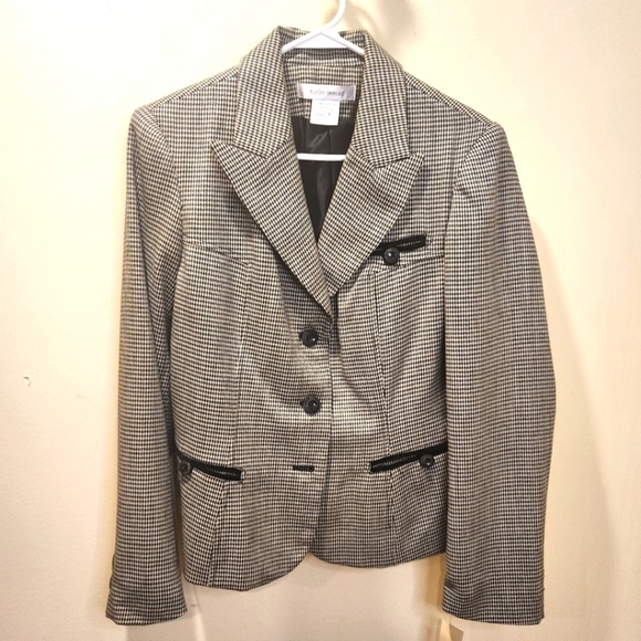 Harve Benard 100% wool Houndstooth black size 10 NWT - Picture 1 of 10